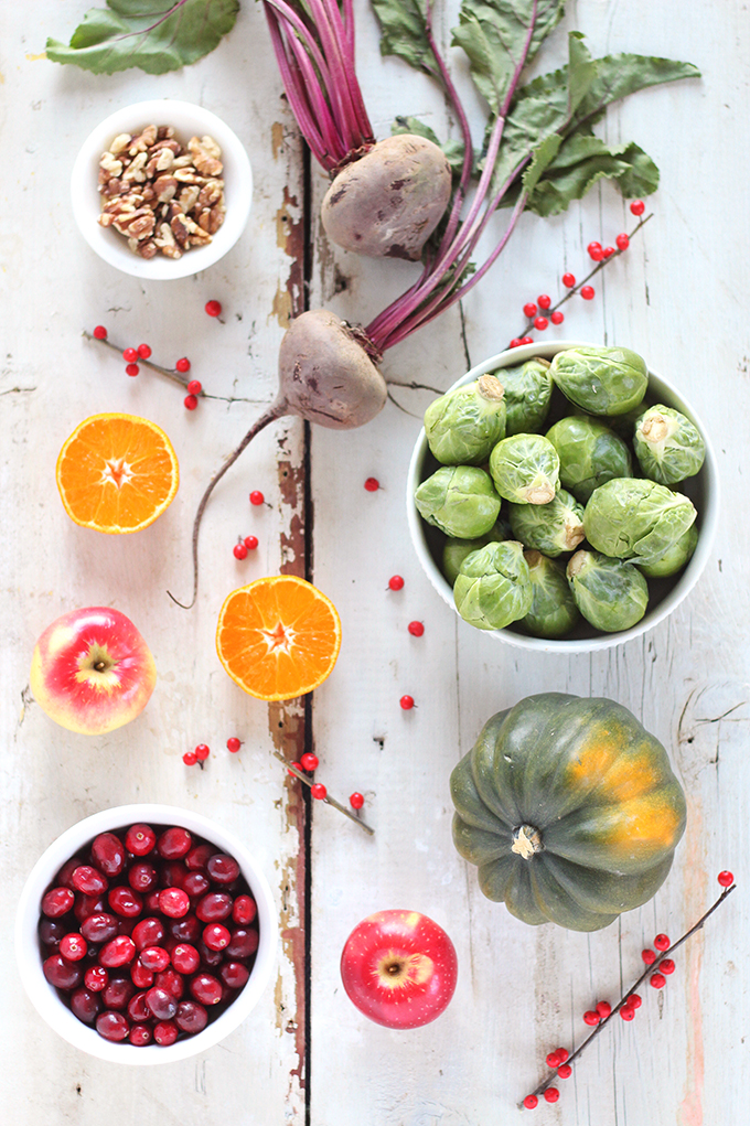 Festive Vegan Salad with Cranberry Dijon Vinaigrette // JustineCelina.com