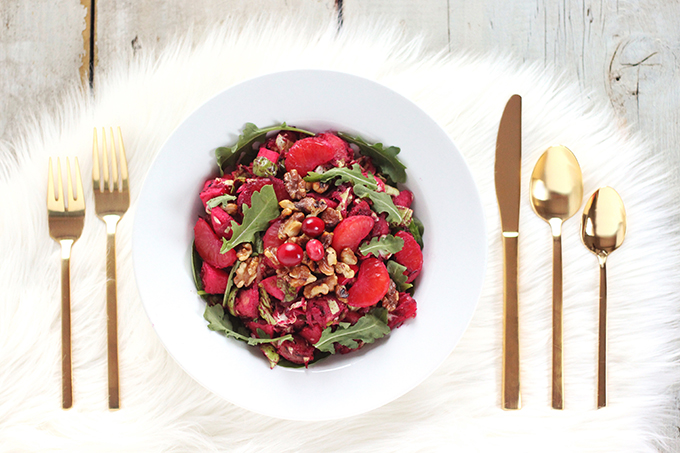 Festive Vegan Salad with Cranberry Dijon Vinaigrette // JustineCelina.com