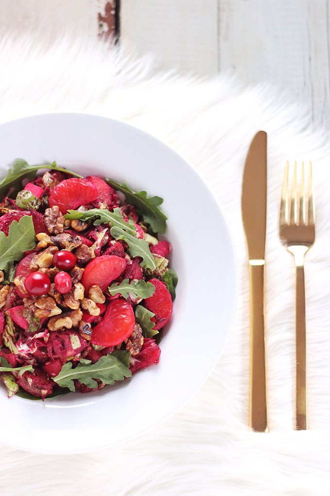 Festive Vegan Salad with Cranberry Dijon Vinaigrette // JustineCelina.com