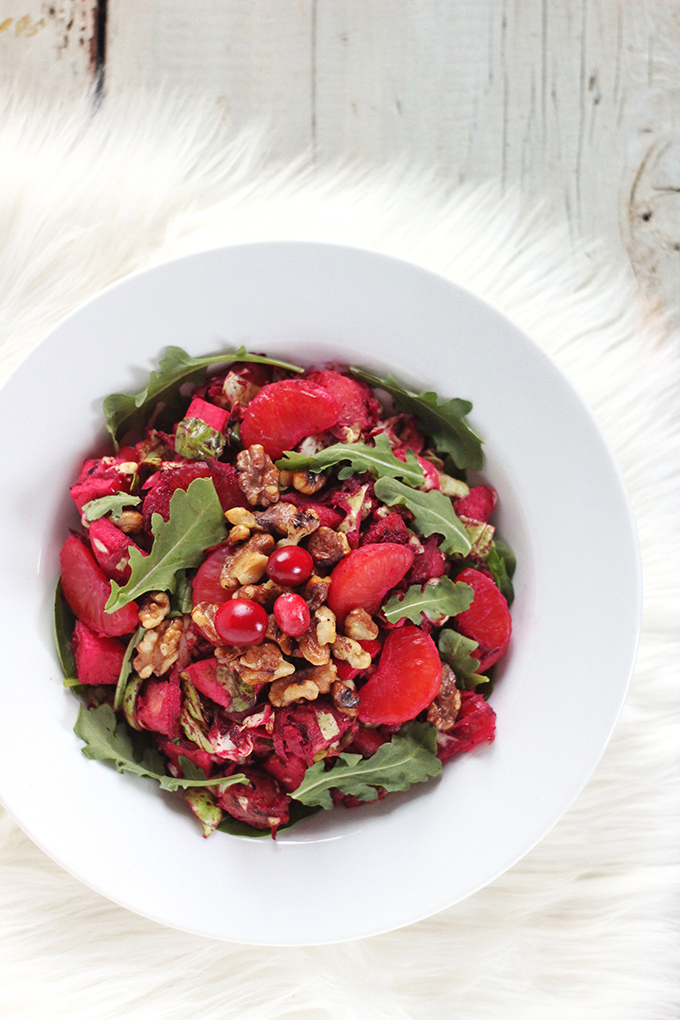 Festive Vegan Salad with Cranberry Dijon Vinaigrette // JustineCelina.com