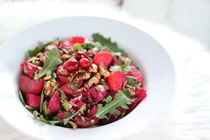 Festive Vegan Salad with Cranberry Dijon Vinaigrette // JustineCelina.com