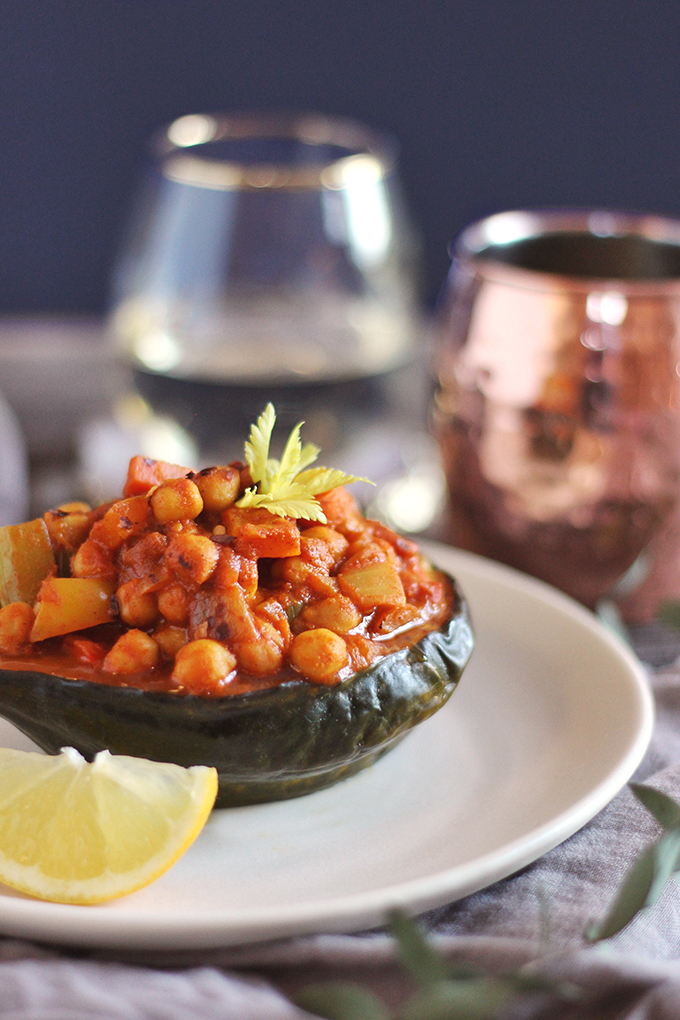 Curried Winter Vegetables with Roasted Acorn Squash // JustineCelina.com