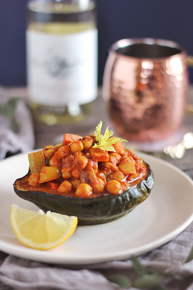 Curried Winter Vegetables with Roasted Acorn Squash // JustineCelina.com