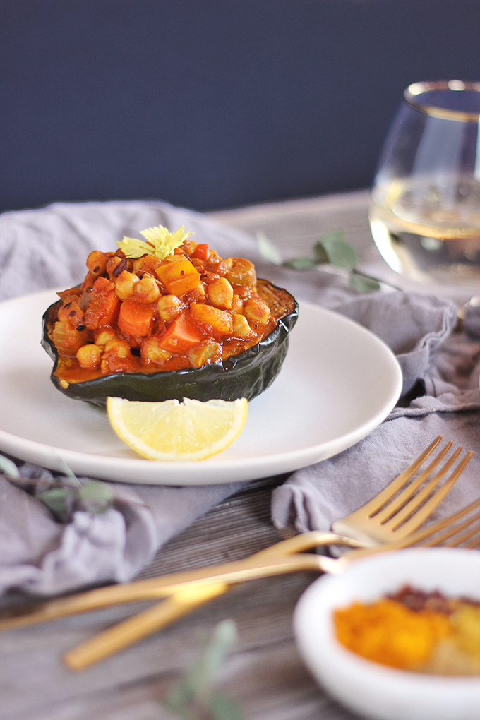 Curried Winter Vegetables with Roasted Acorn Squash // JustineCelina.com