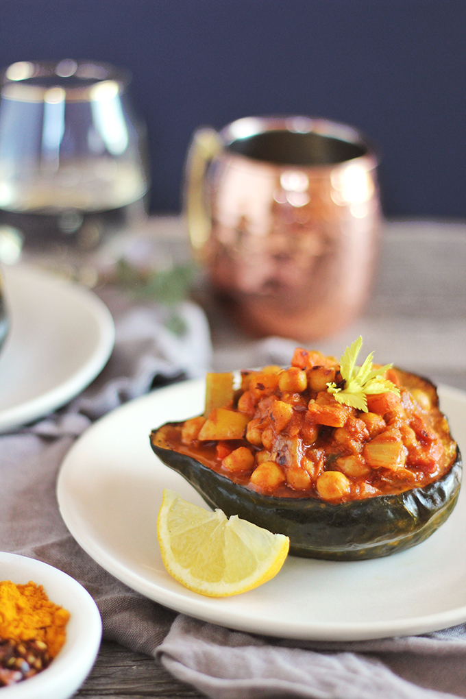 Curried Winter Vegetables with Roasted Acorn Squash // JustineCelina.com