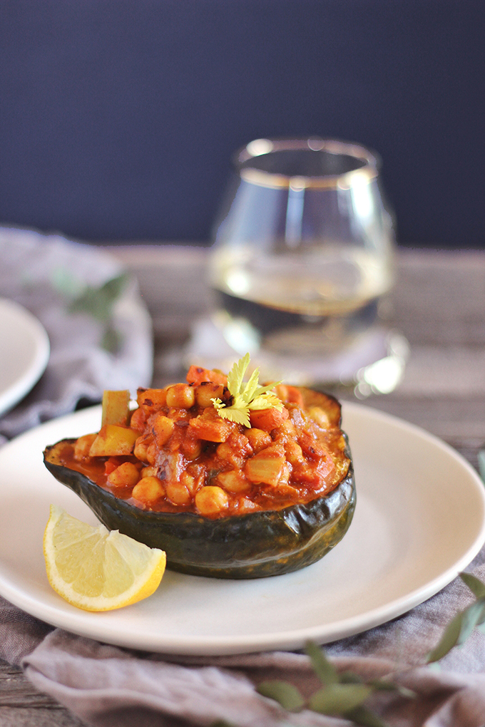 Curried Winter Vegetables with Roasted Acorn Squash // JustineCelina.com