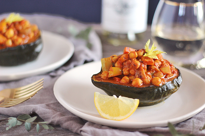 Curried Winter Vegetables with Roasted Acorn Squash // JustineCelina.com