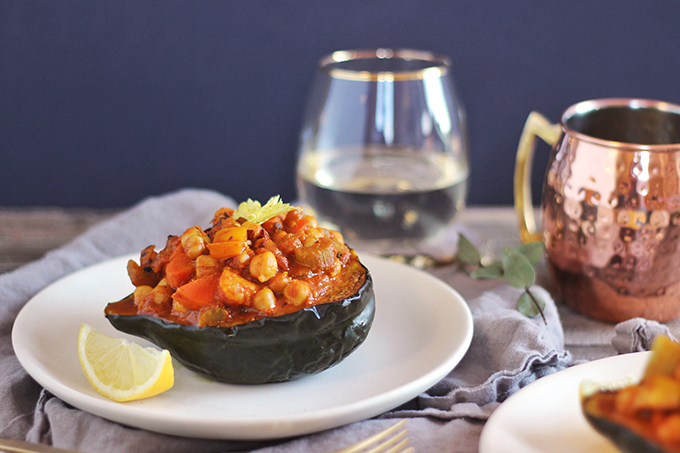 Curried Winter Vegetables with Roasted Acorn Squash // JustineCelina.com