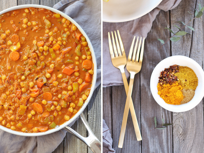 Curried Winter Vegetables with Roasted Acorn Squash // JustineCelina.com