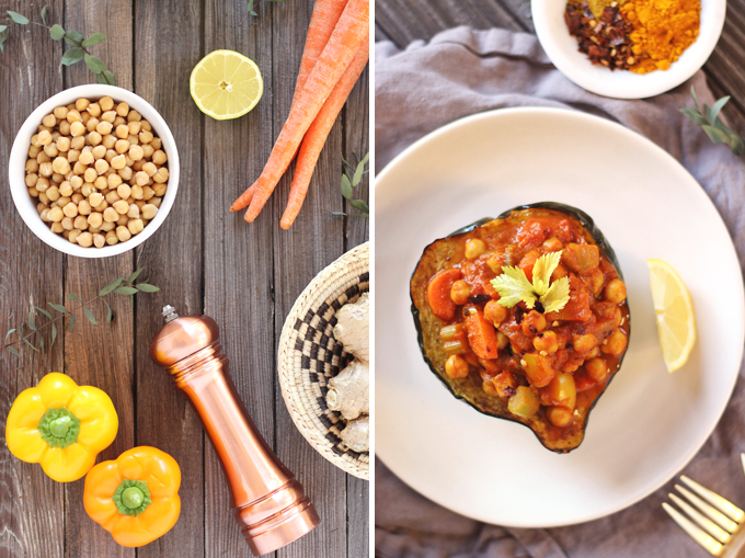 Curried Winter Vegetables with Roasted Acorn Squash // JustineCelina.com