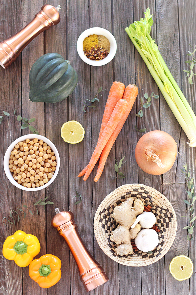 Curried Winter Vegetables with Roasted Acorn Squash // JustineCelina.com