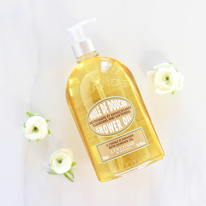 L’Occitane Cleansing And Softening Shower Oil With Almond Oil Photos, Review | December 2016 Beauty Favourites // JustineCelina.com