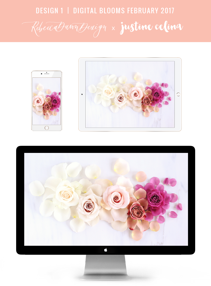 DIGITAL BLOOMS FEBRUARY 2017 | Free Desktop Wallpapers + Choosing to Spread Love | Design 1 // JustineCelina.com x Rebecca Dawn Design