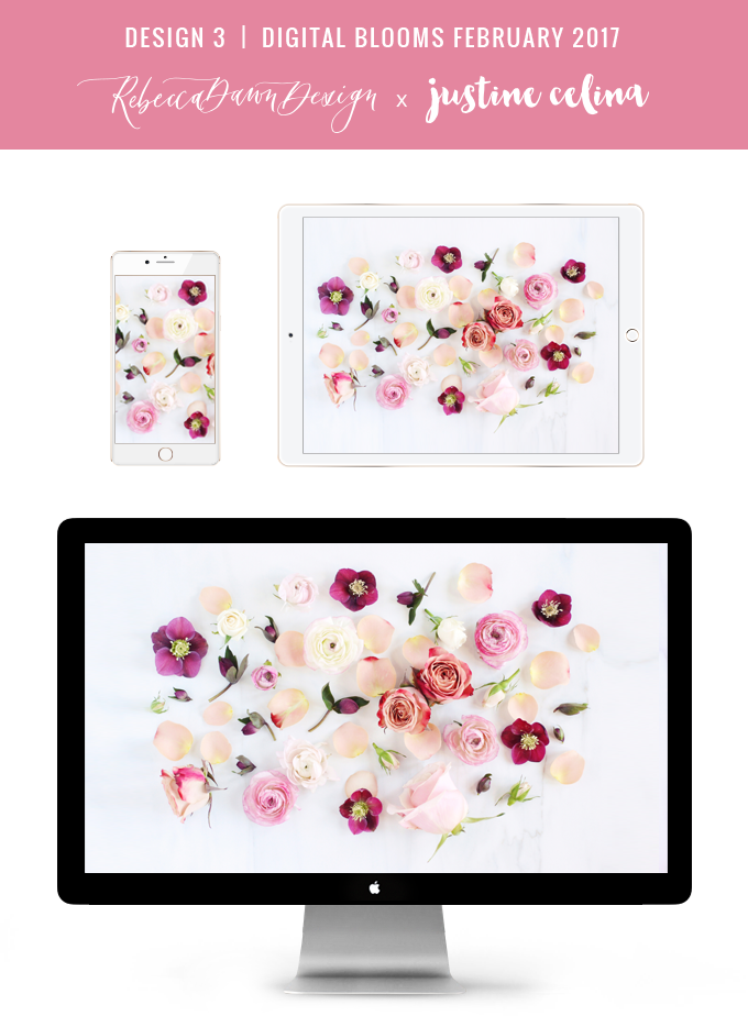 DIGITAL BLOOMS FEBRUARY 2017 | Free Desktop Wallpapers + Choosing to Spread Love | Design 3 // JustineCelina.com x Rebecca Dawn Design