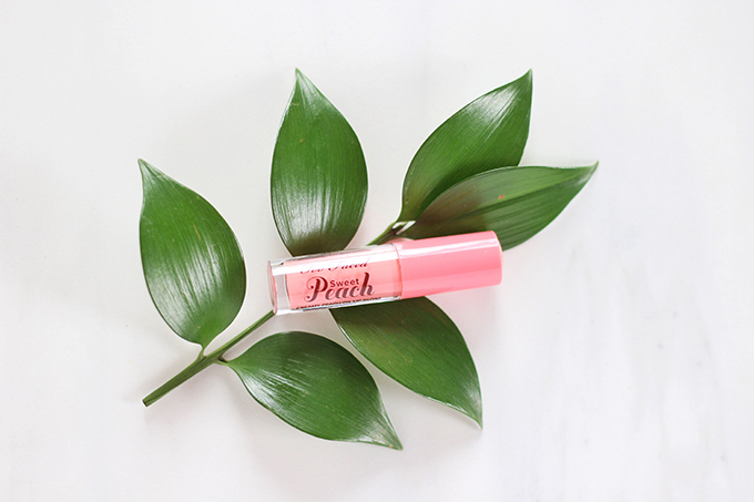 Too Faced Sweet Peach Creamy Peach Oil Lip Gloss in Pure Peach Photos, Review, Swatches // JustineCelina.com 