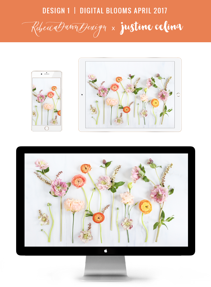 Digital Blooms April 2017 | Free Desktop Wallpapers + Digital Blooms Turns 1! // JustineCelina.com x Rebecca Dawn Design | Design 1