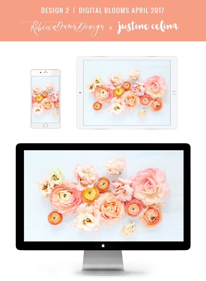 Digital Blooms April 2017 | Free Desktop Wallpapers + Digital Blooms Turns 1! // JustineCelina.com x Rebecca Dawn Design | Design 2