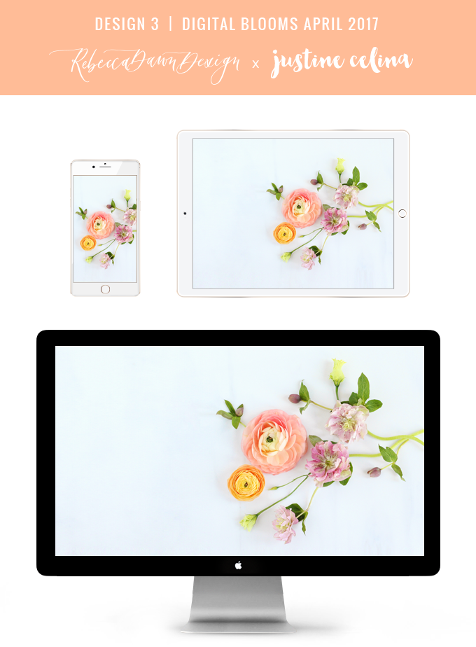 Digital Blooms April 2017 | Free Desktop Wallpapers + Digital Blooms Turns 1! // JustineCelina.com x Rebecca Dawn Design | Design 3