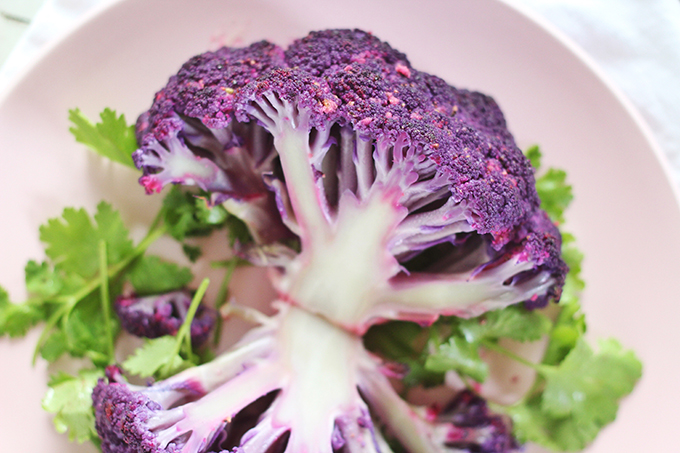 How to Roast a Whole Purple Cauliflower // JustineCelina.com
