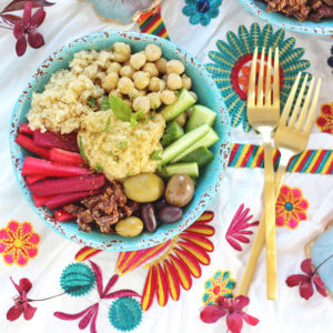 Mediterranean Rainbow Buddha Bowl | Created in Partnership with Sabra Canada #sponsored // JustineCelina.com | #glutenfree #dairyfree #vegan