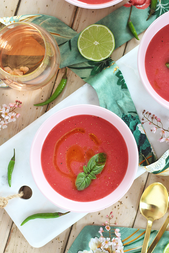 Spiced Strawberry Watermelon Gazpacho Ingredients // JustineCelina.com