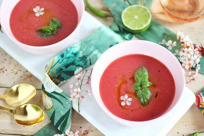 Spiced Strawberry Watermelon Gazpacho Ingredients // JustineCelina.com