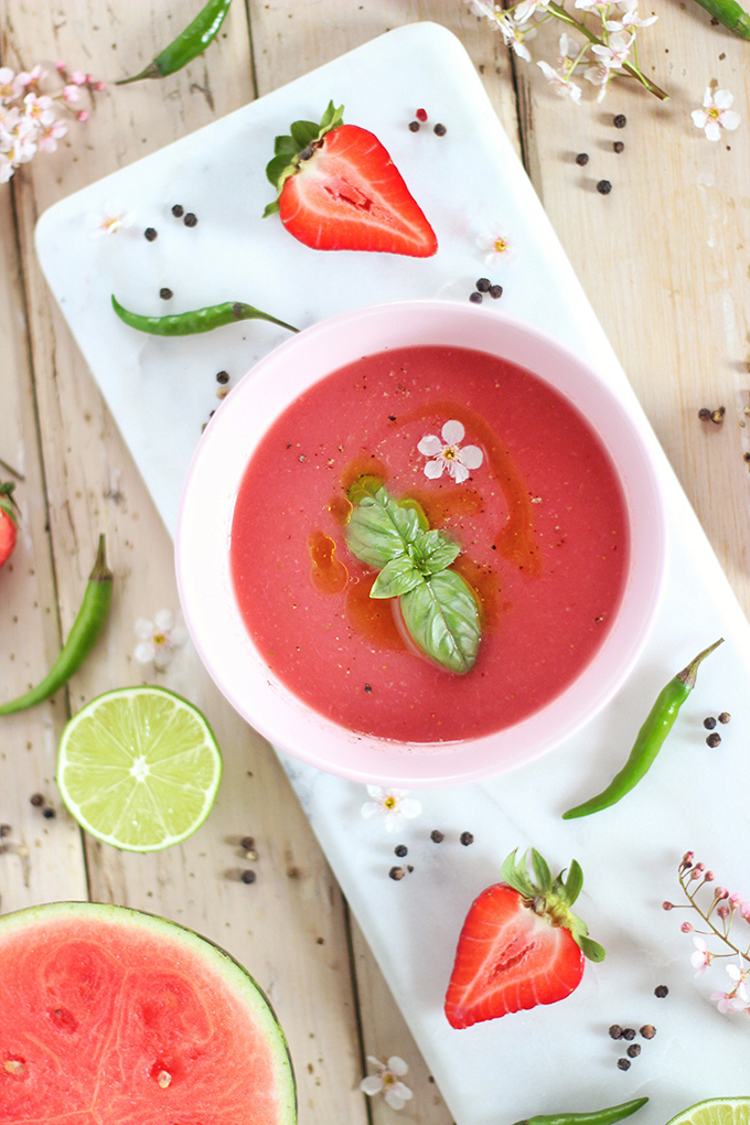 Spiced Strawberry Watermelon Gazpacho Ingredients // JustineCelina.com
