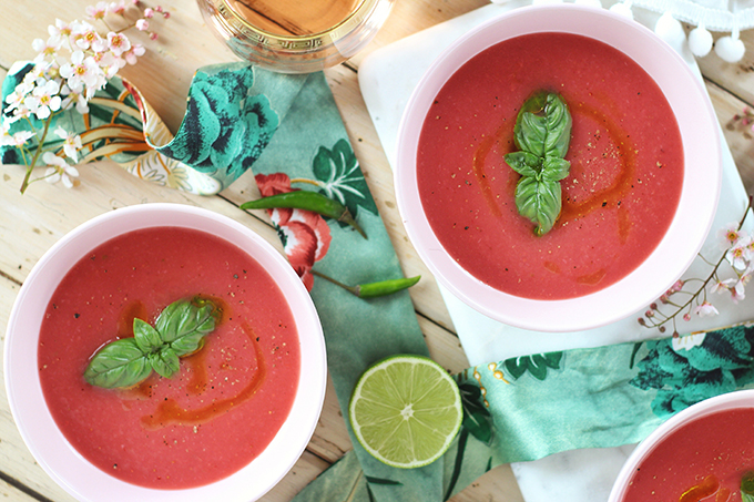 Spiced Strawberry Watermelon Gazpacho Ingredients // JustineCelina.com