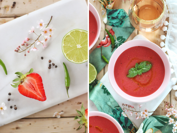 Spiced Strawberry Watermelon Gazpacho // JustineCelina.com