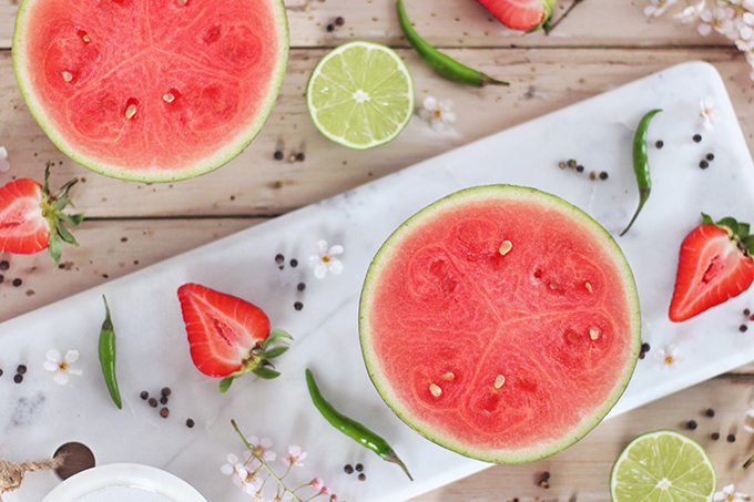 Spiced Strawberry Watermelon Gazpacho Ingredients // JustineCelina.com