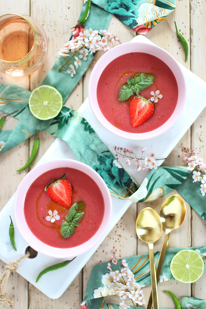 Spiced Strawberry Watermelon Gazpacho // JustineCelina.com
