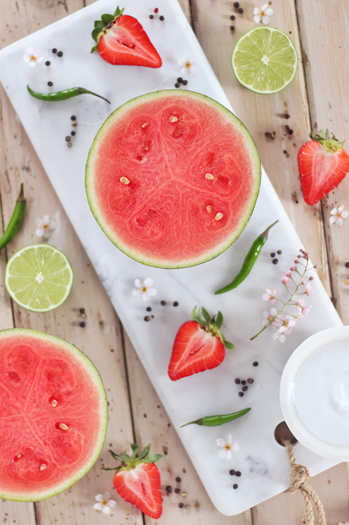 Spiced Strawberry Watermelon Gazpacho Ingredients // JustineCelina.com