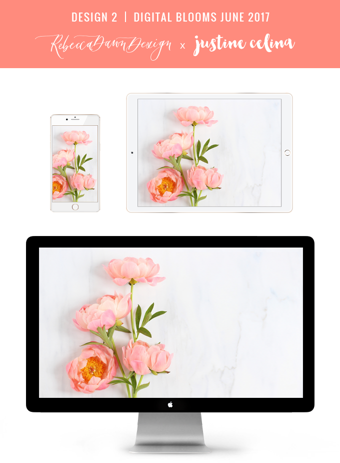 Digital Blooms June 2017 | Free Desktop Wallpapers | Design 2 // JustineCelina.com x Rebecca Dawn Design