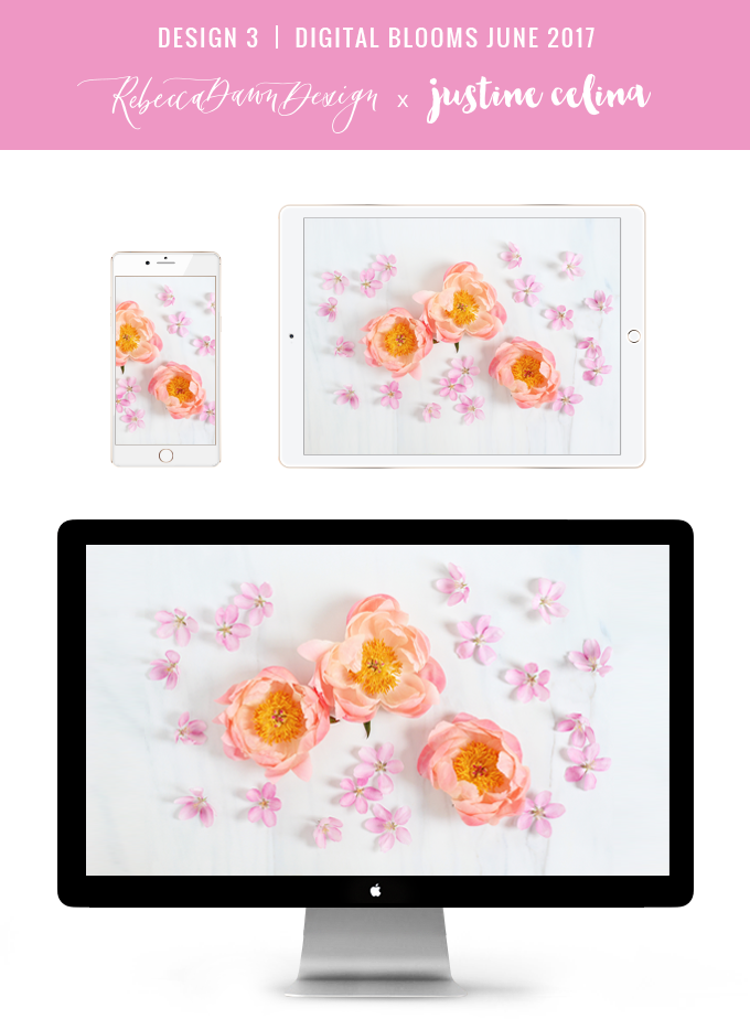 Digital Blooms June 2017 | Free Desktop Wallpapers | Design 3 // JustineCelina.com x Rebecca Dawn Design