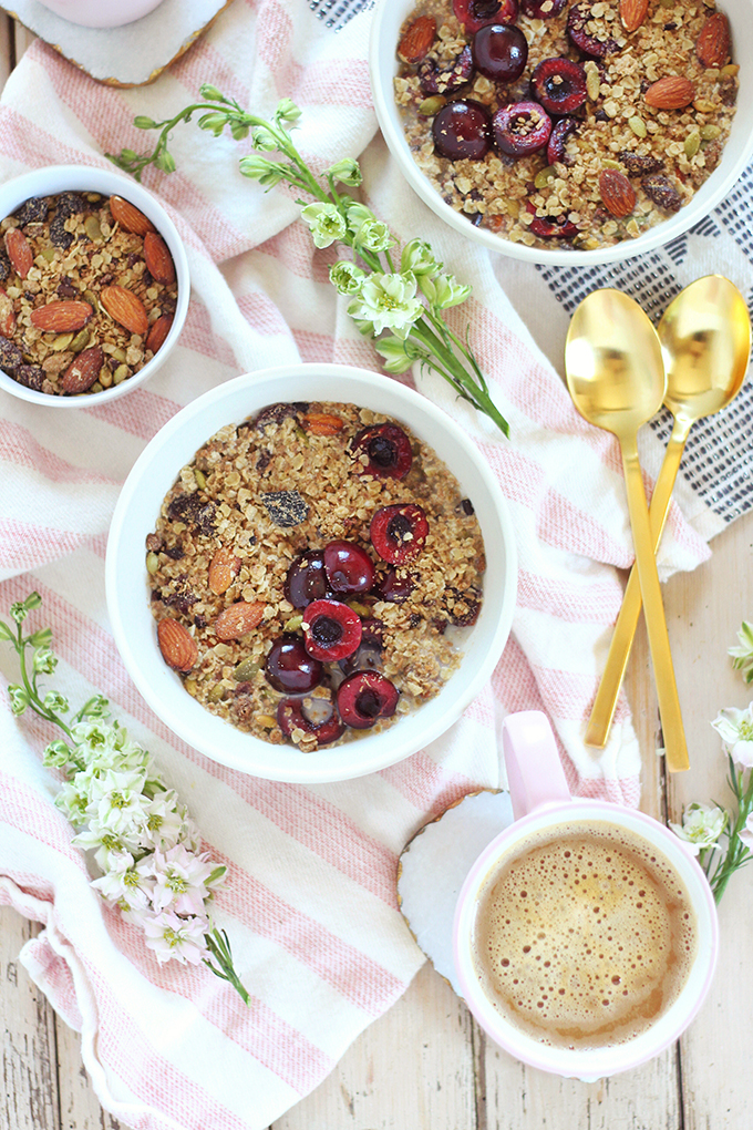 Protein Packed Cherry Almond Granola | How to Make Granola | Healthy Homemade Granola // JustineCelina.com