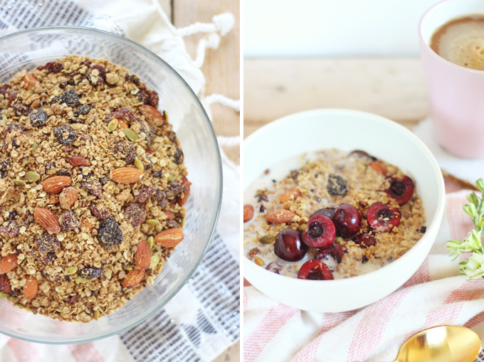 Protein Packed Cherry Almond Granola | How to Make Granola | Healthy Homemade Granola // JustineCelina.com