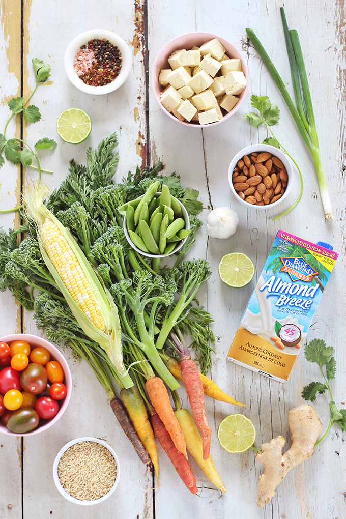 Spring Vegetable Stirfry with Coconut Ginger Tofu Ingredients (Wild Rose D-Tox Friendly!) // JustineCelina.com #sponsored