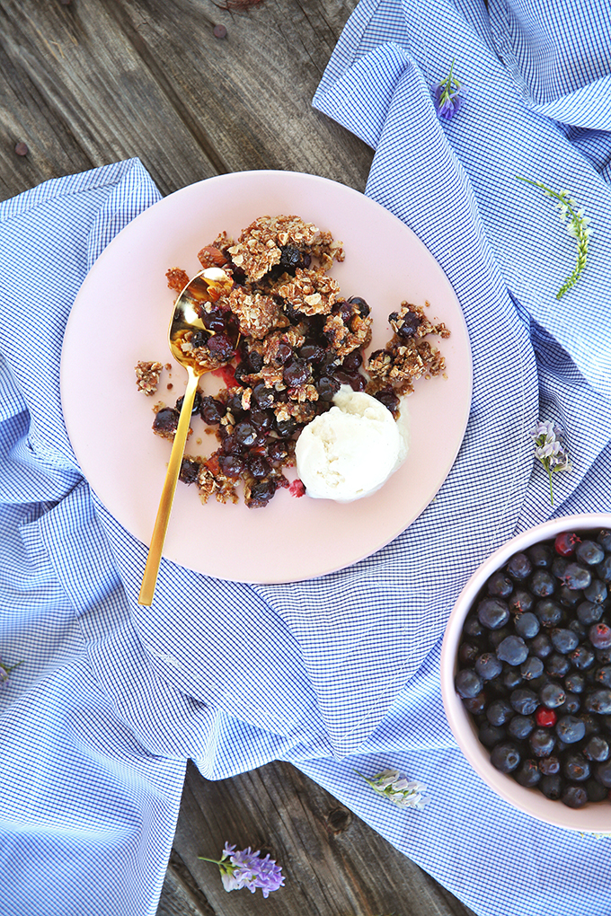 Wild Saskatoon Berry Crumble | Dairy, Gluten & Refined Sugar Free // JustineCelina.com