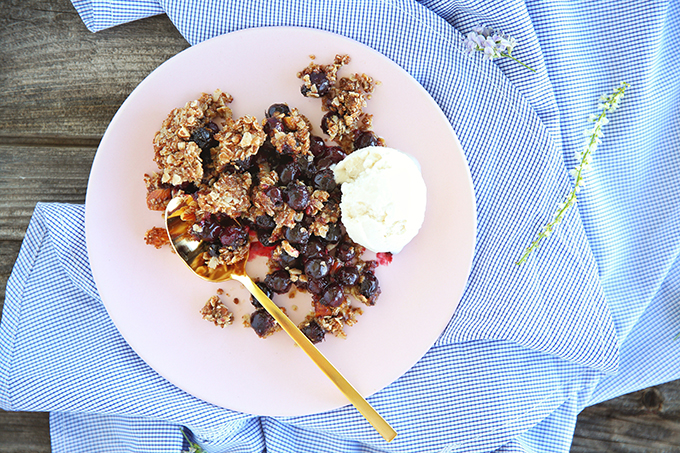 Wild Saskatoon Berry Crumble | Dairy, Gluten & Refined Sugar Free // JustineCelina.com