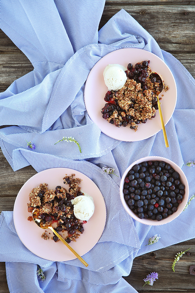 Wild Saskatoon Berry Crumble | Dairy, Gluten & Refined Sugar Free // JustineCelina.com