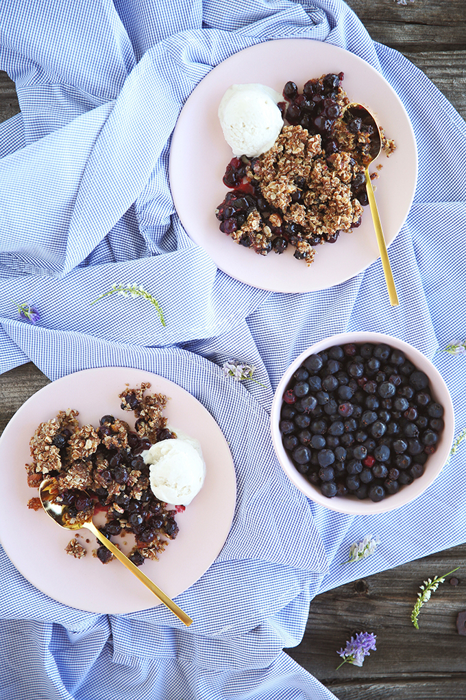 Wild Saskatoon Berry Crumble | Dairy, Gluten & Refined Sugar Free // JustineCelina.com