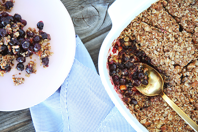 Wild Saskatoon Berry Crumble | Dairy, Gluten & Refined Sugar Free // JustineCelina.com