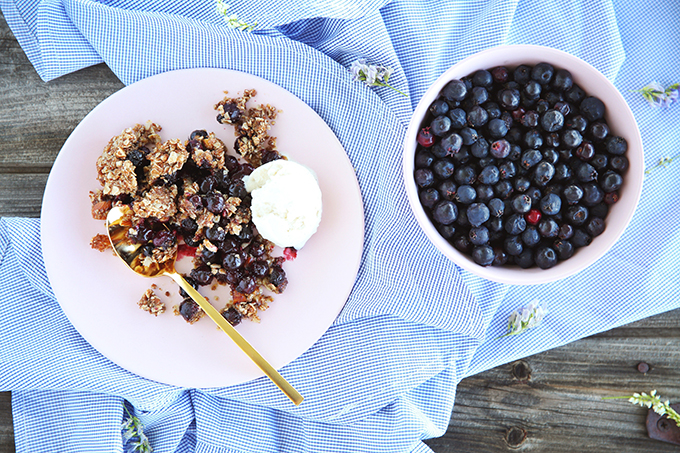 Wild Saskatoon Berry Crumble | Dairy, Gluten & Refined Sugar Free // JustineCelina.com