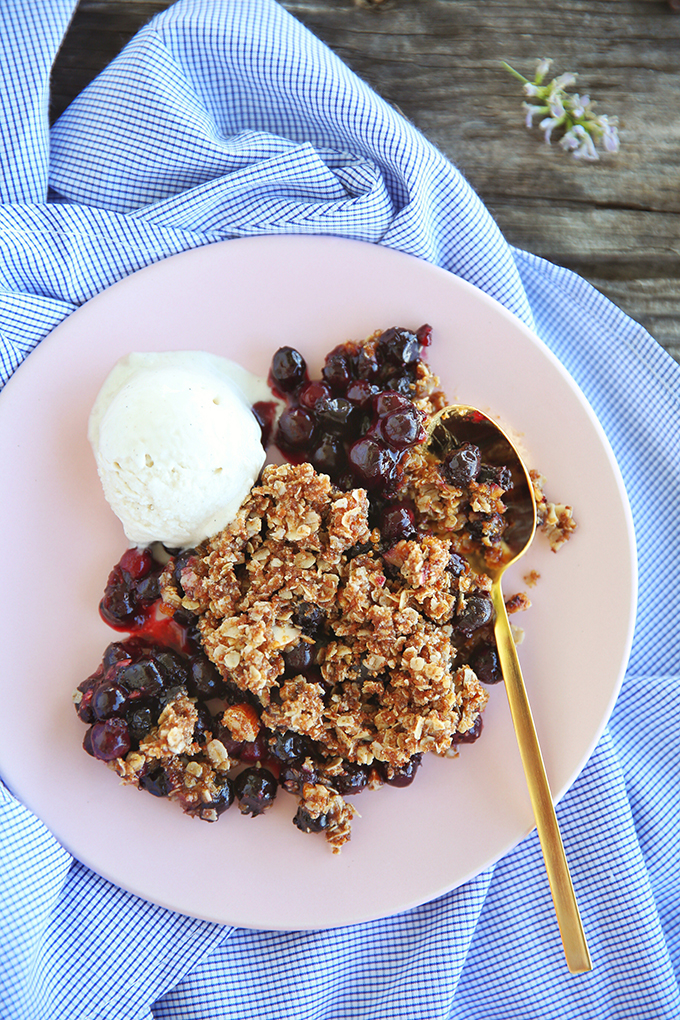 Wild Saskatoon Berry Crumble | Dairy, Gluten & Refined Sugar Free // JustineCelina.com