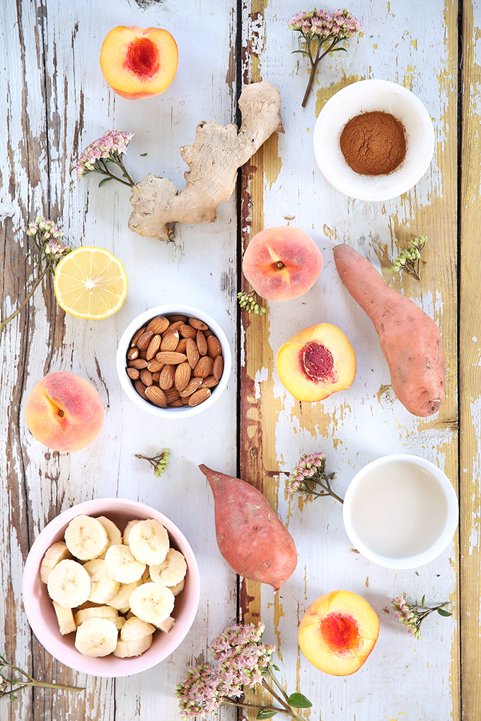 Superfood Peach Pie Smoothie Bowls // JustineCelina.com