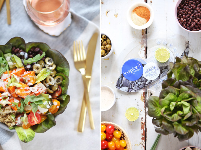 #Vegan Fiesta Buffalo Tofu Bowls with Tahini Lime Crema | #sponsored by Inspired Greens // JustineCelina.com