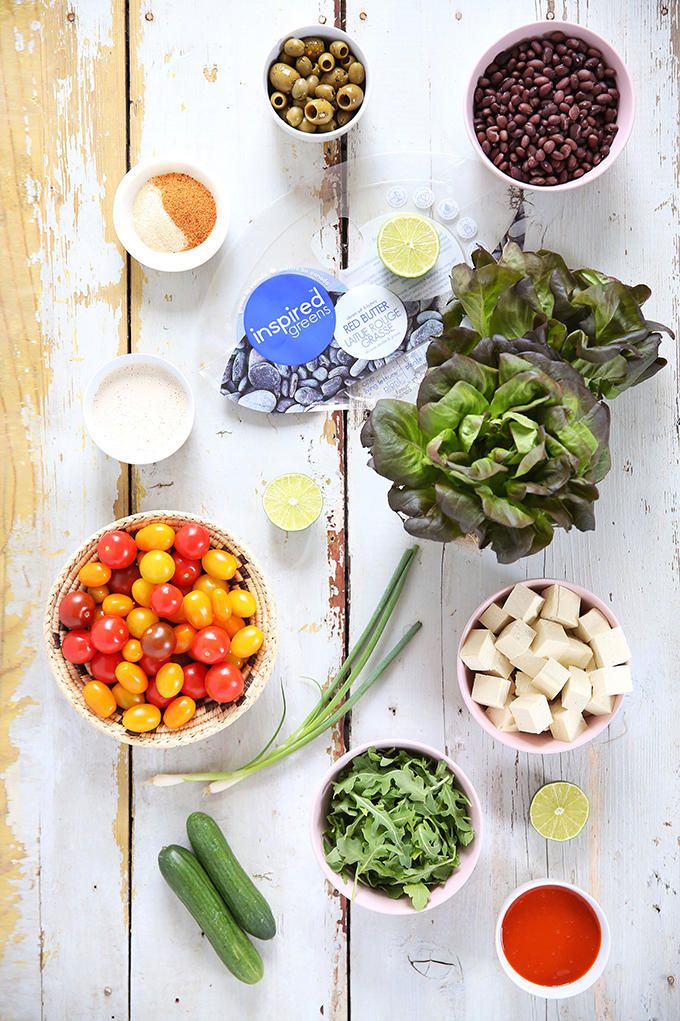 #Vegan Fiesta Buffalo Tofu Bowls with Tahini Lime Crema | #sponsored by Inspired Greens // JustineCelina.com