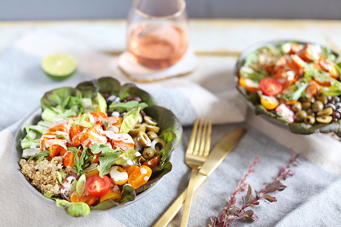 #Vegan Fiesta Buffalo Tofu Bowls with Tahini Lime Crema | #sponsored by Inspired Greens // JustineCelina.com