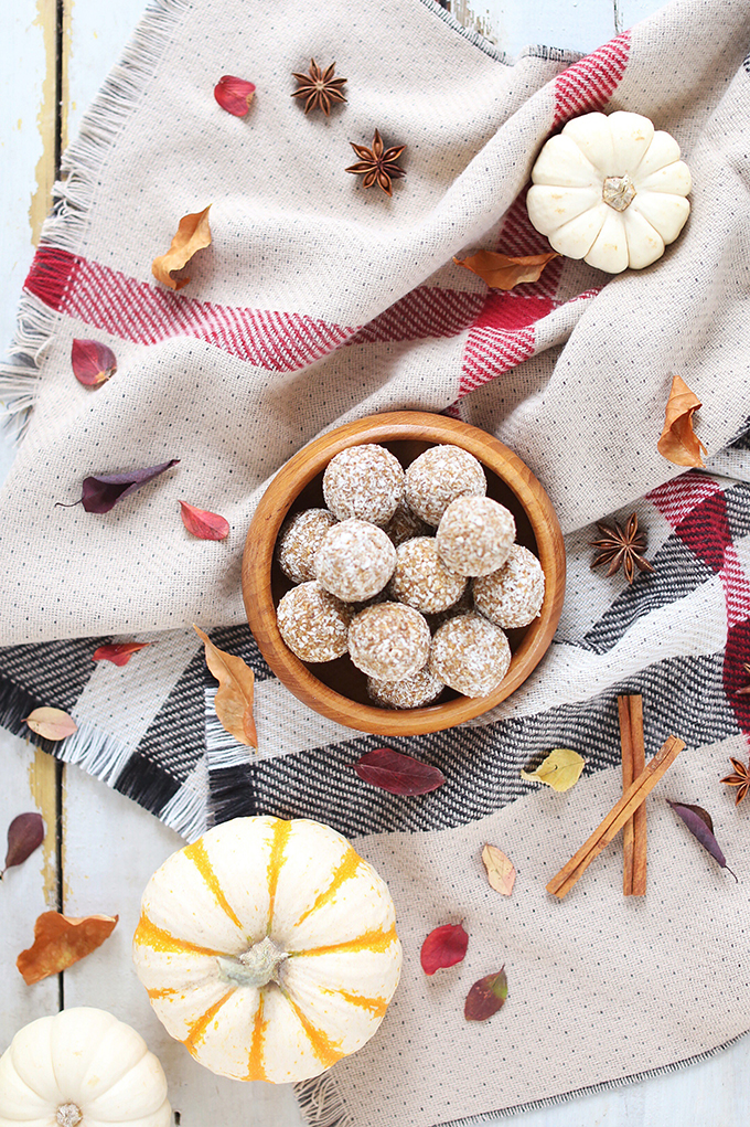 Plant Based Pumpkin Pie Energy Bites | #Vegan, #GlutenFree, #RefinedSugarFree // JustineCelina.com