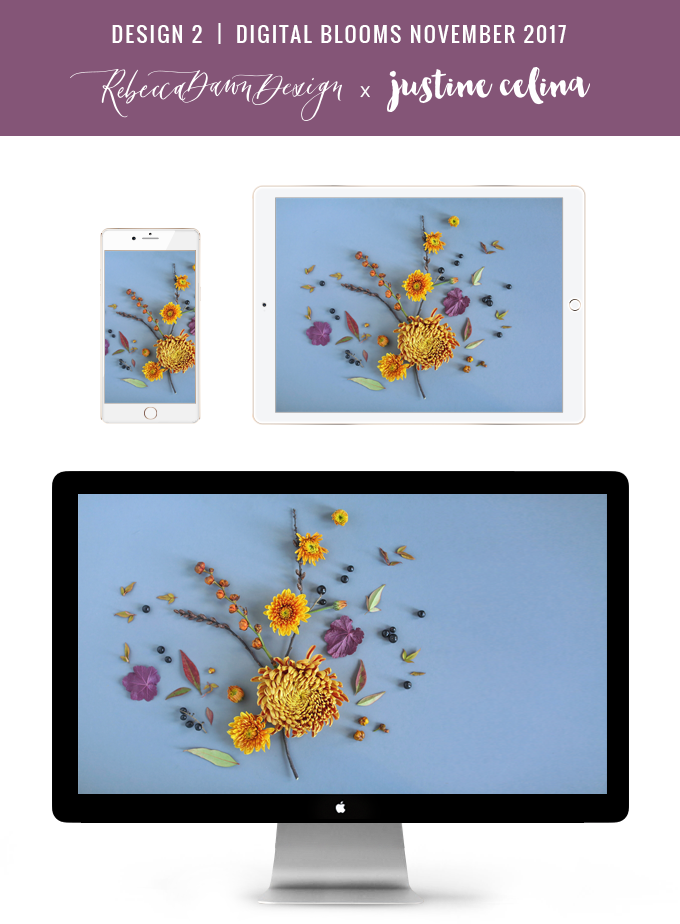 Digital Blooms November 2017 | Free Desktop Wallpapers | Design 2 // JustineCelina.com x Rebecca Dawn Design